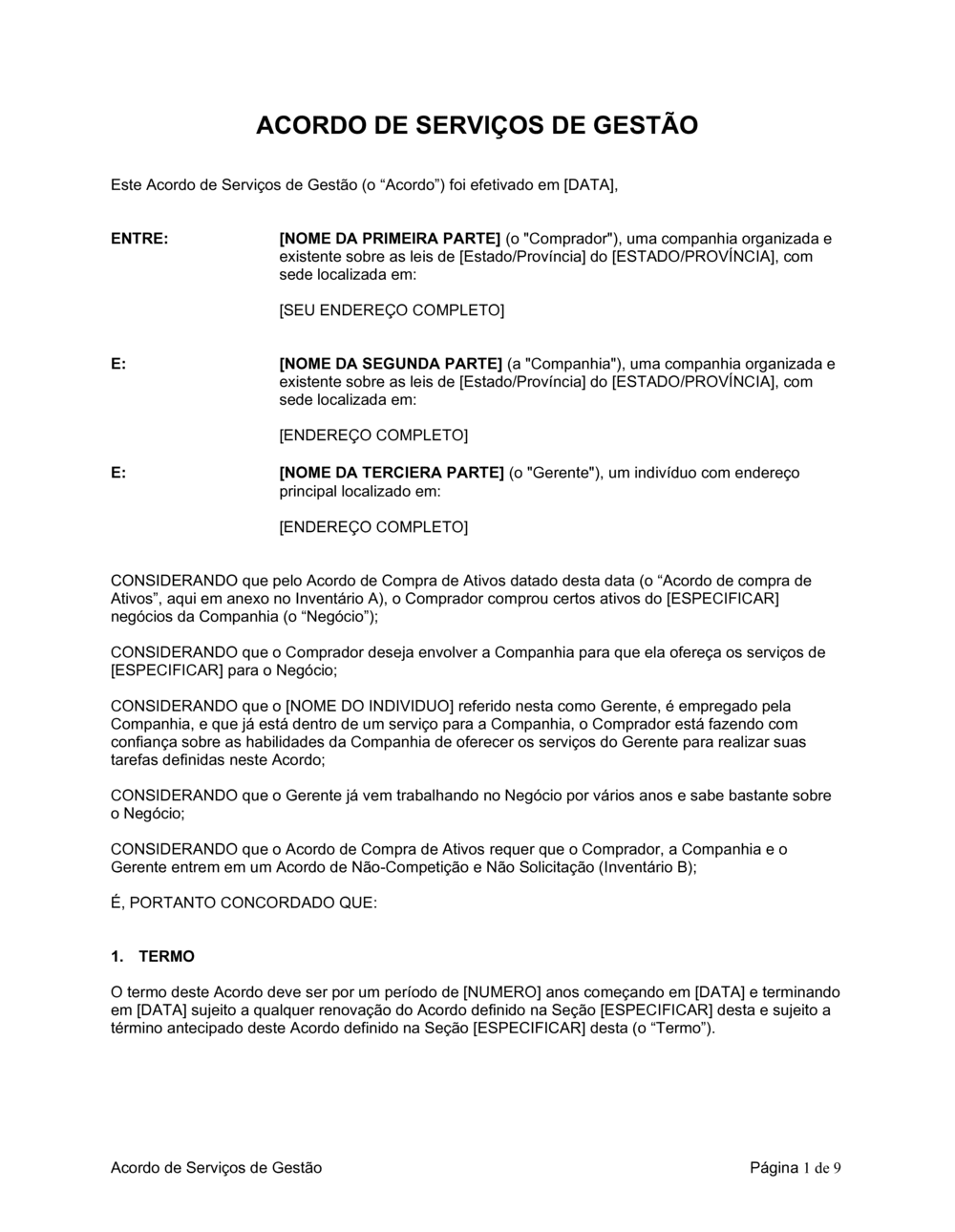 Business-in-a-Box's Acordo de Gerencia de Serviços