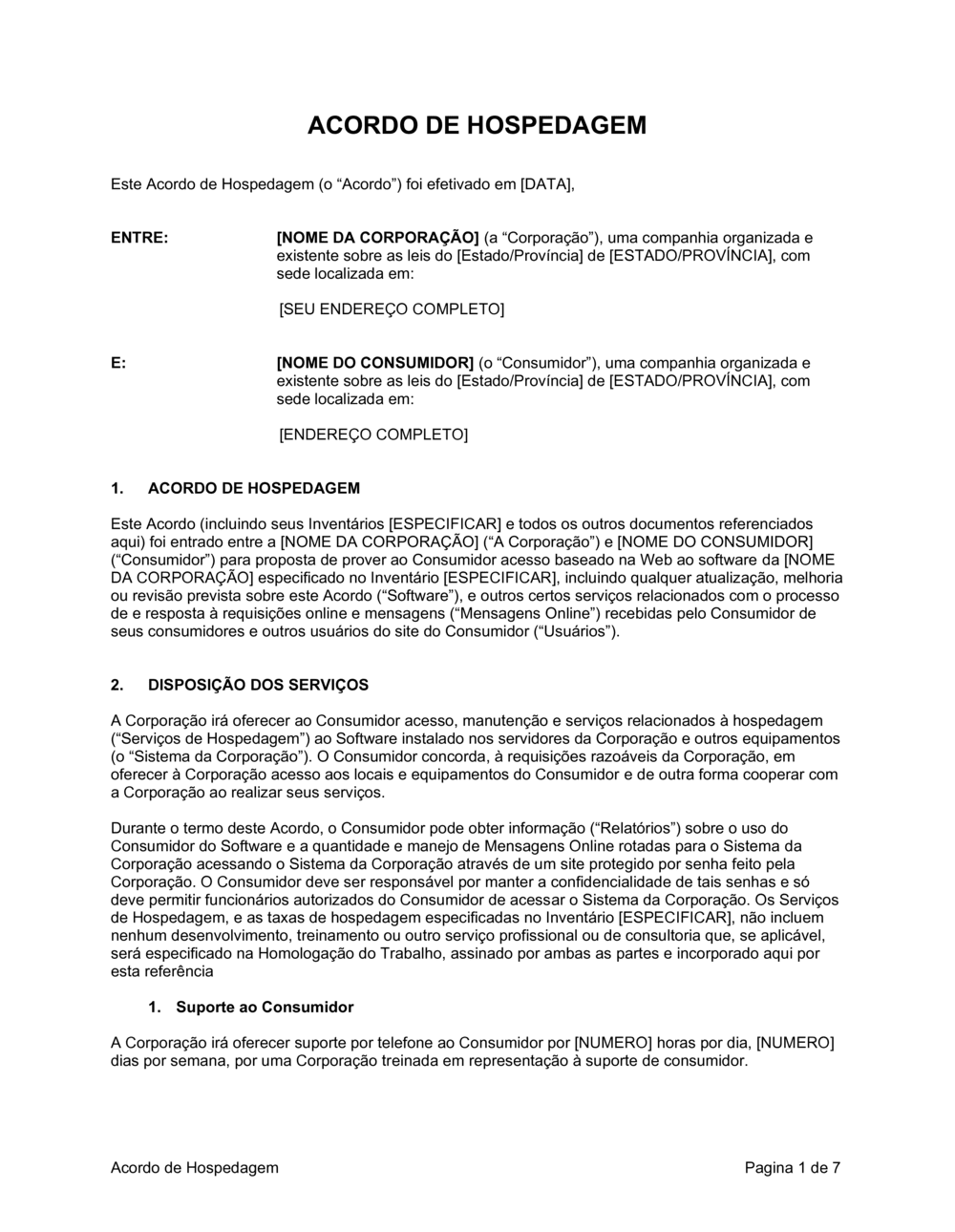 Business-in-a-Box's Acordo de Hospedagem