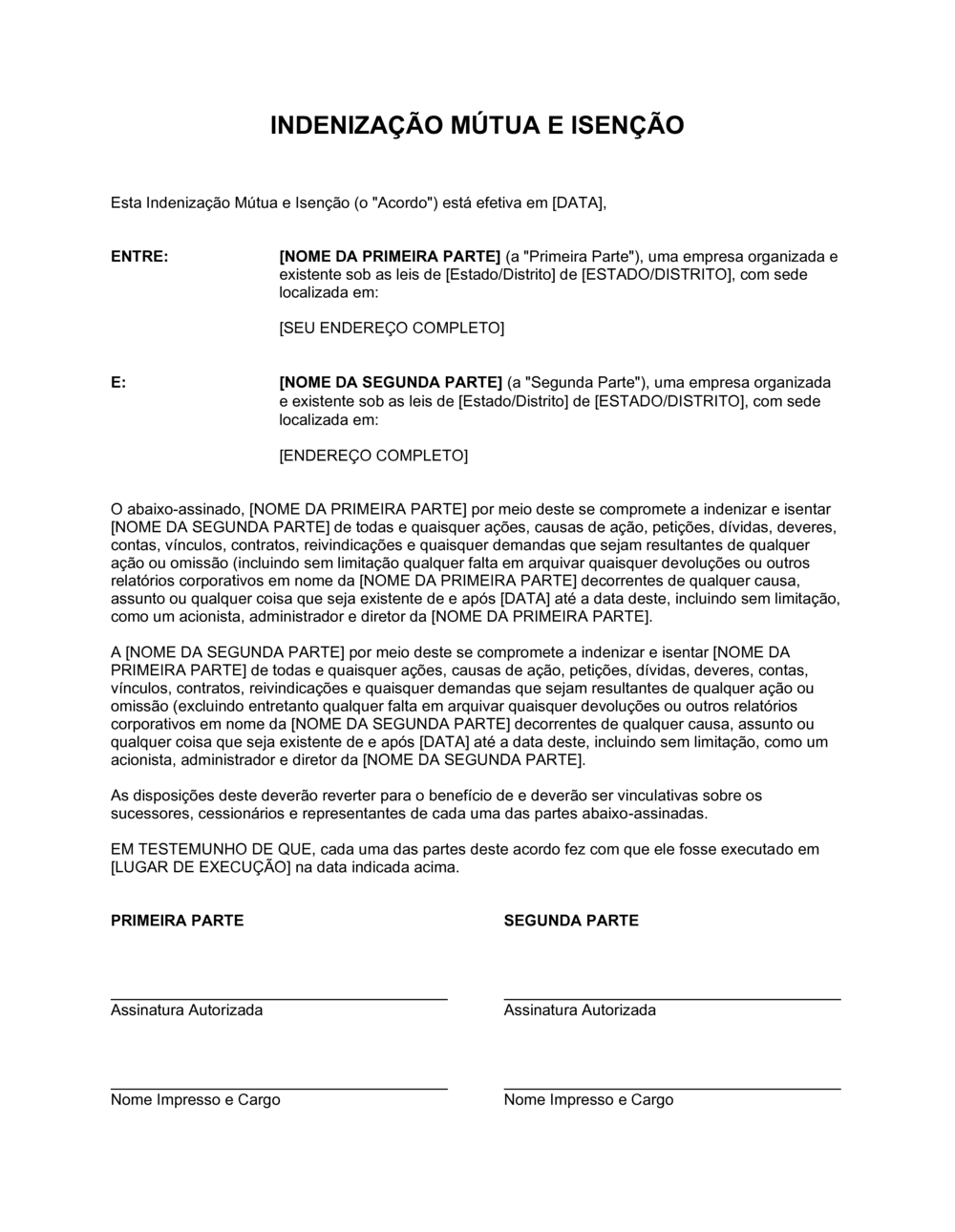 Business-in-a-Box's Acordo de Indenização Mútua e Manter Imune