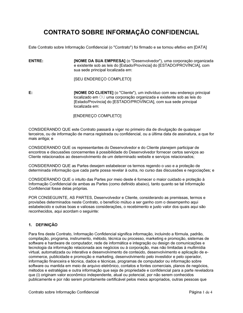 Business-in-a-Box's Acordo de Informação Confidencial