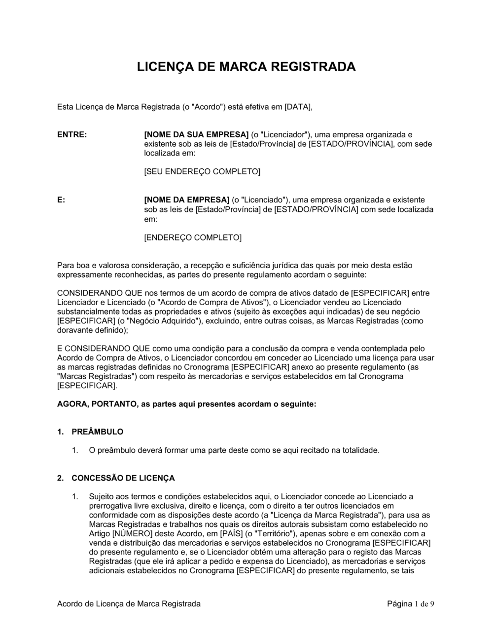 Business-in-a-Box's Acordo de Licença de Marca Registrada