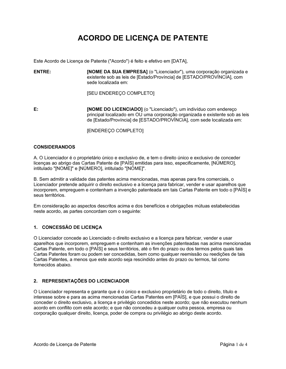 Business-in-a-Box's Acordo de Licença de Patente