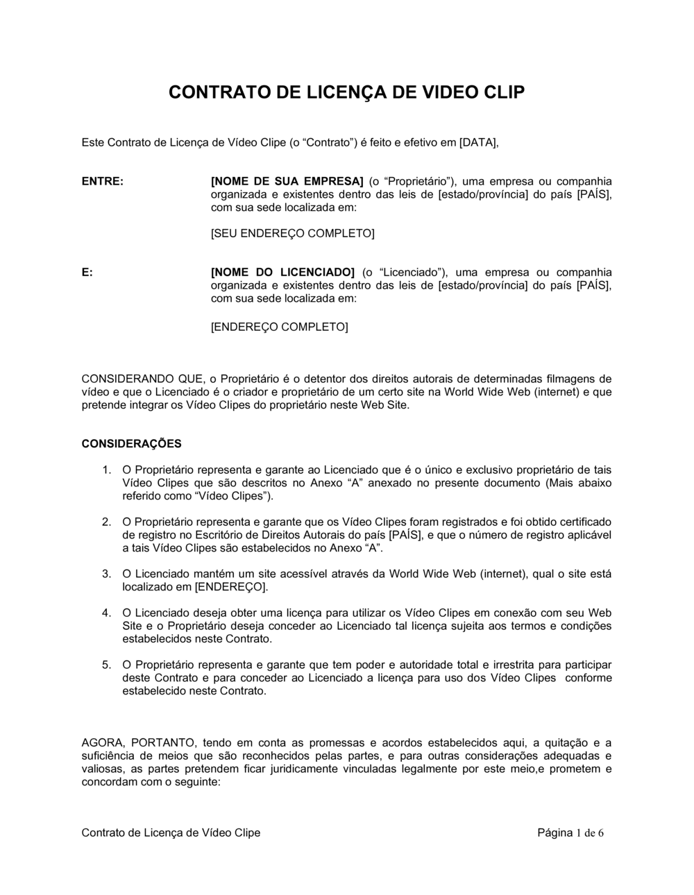 Business-in-a-Box's Acordo de Licença de Video Clip