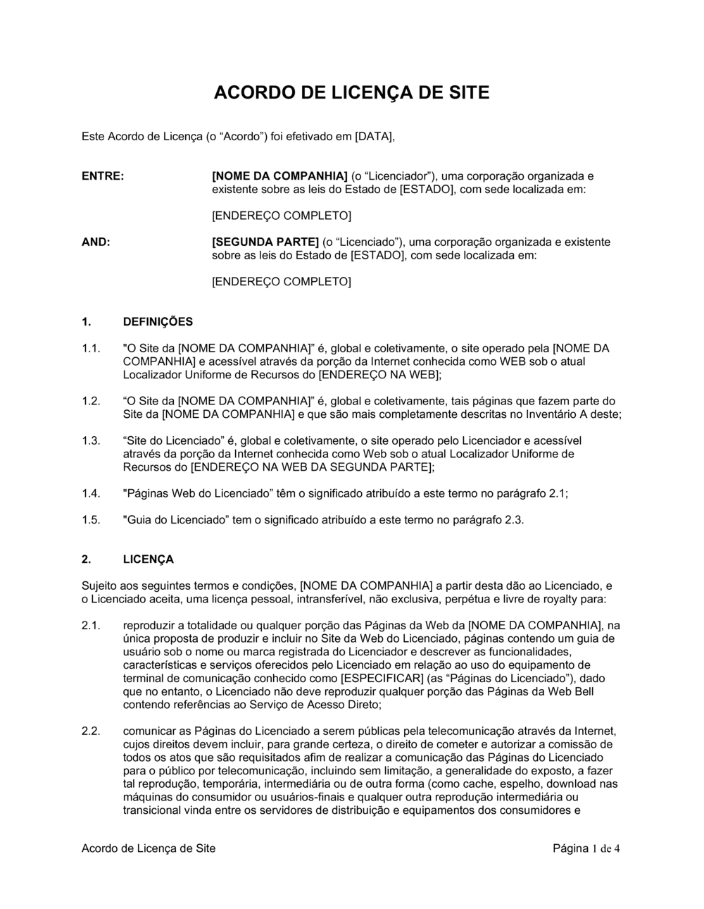 Business-in-a-Box's Acordo de Licença de Website