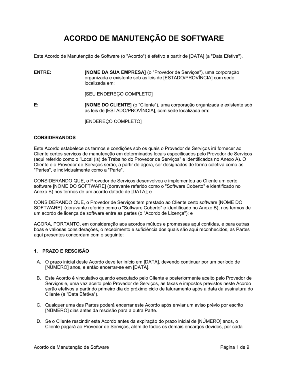 Business-in-a-Box's Acordo de Manutenção de Software