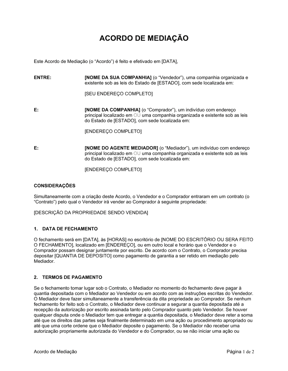 Business-in-a-Box's Acordo de Mediador