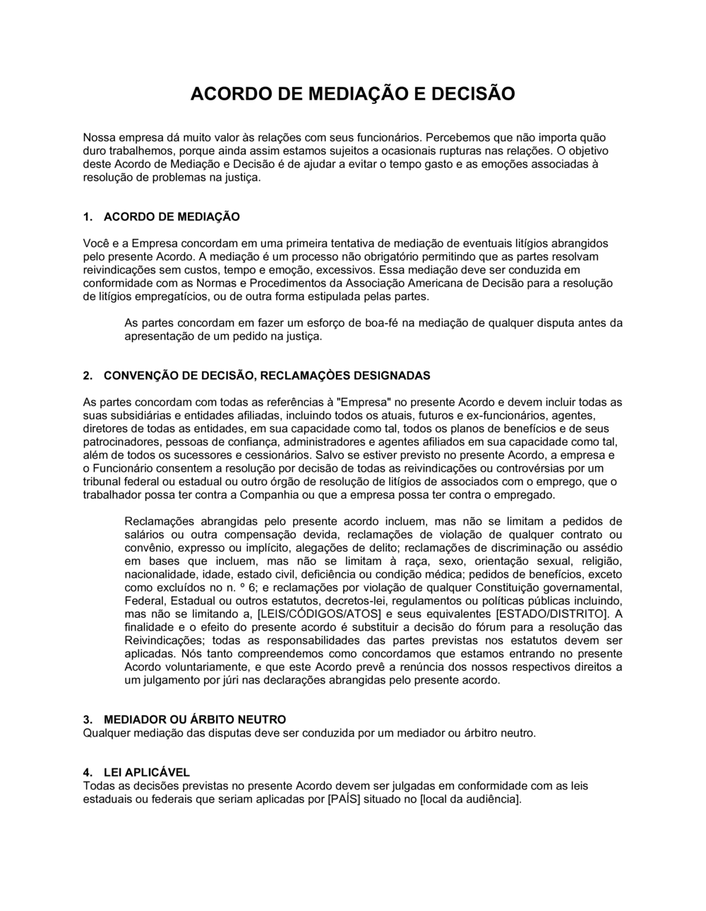 Business-in-a-Box's Acordo de Mediação e Arbitração