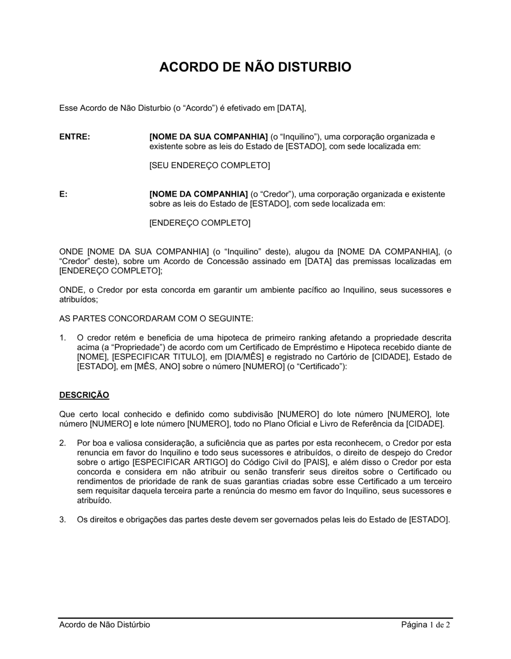 Business-in-a-Box's Acordo de Não-Pertubação