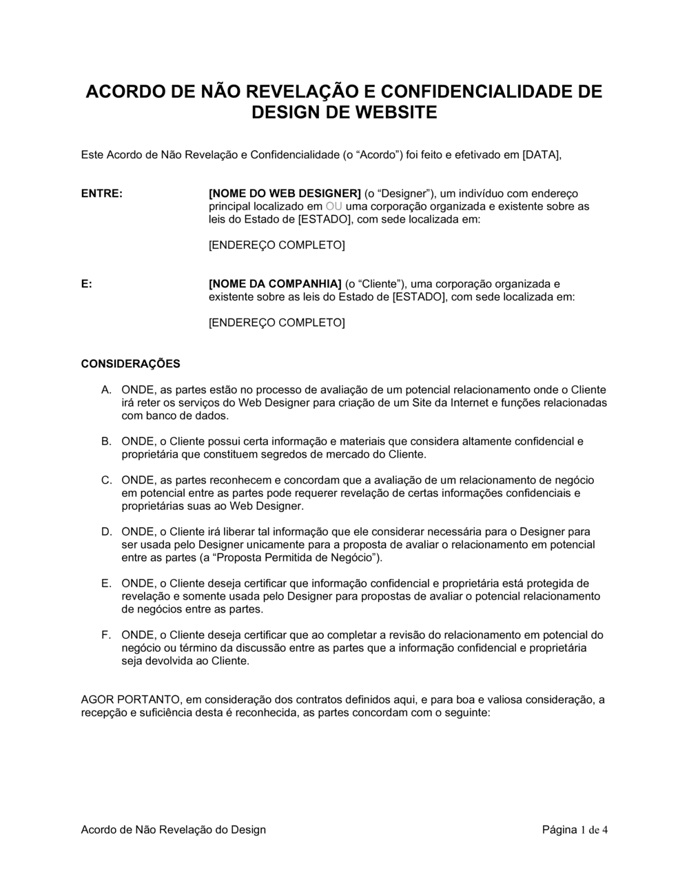 Business-in-a-Box's Acordo de Não-Revelação de Design do Website