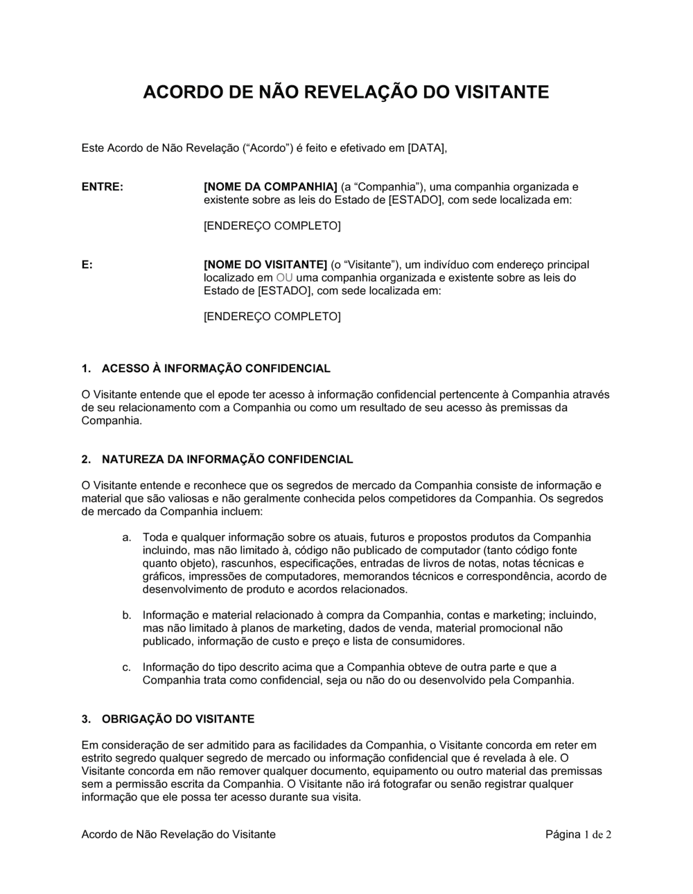 Business-in-a-Box's Acordo de Não-Revelação do Visitante