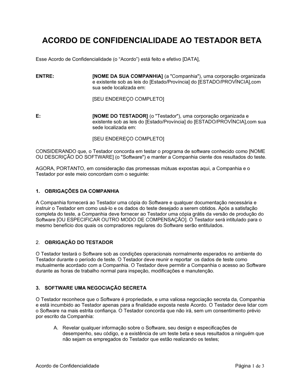 Business-in-a-Box's Acordo de Não-Revelação Beta Tester