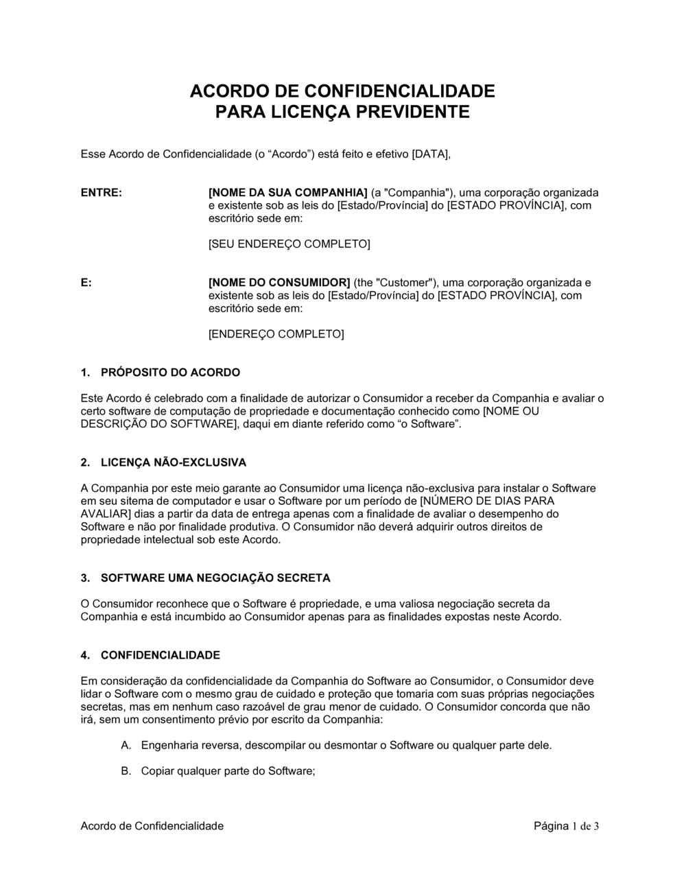 Business-in-a-Box's Acordo de Não-Revelação Licenciado Prospectivo