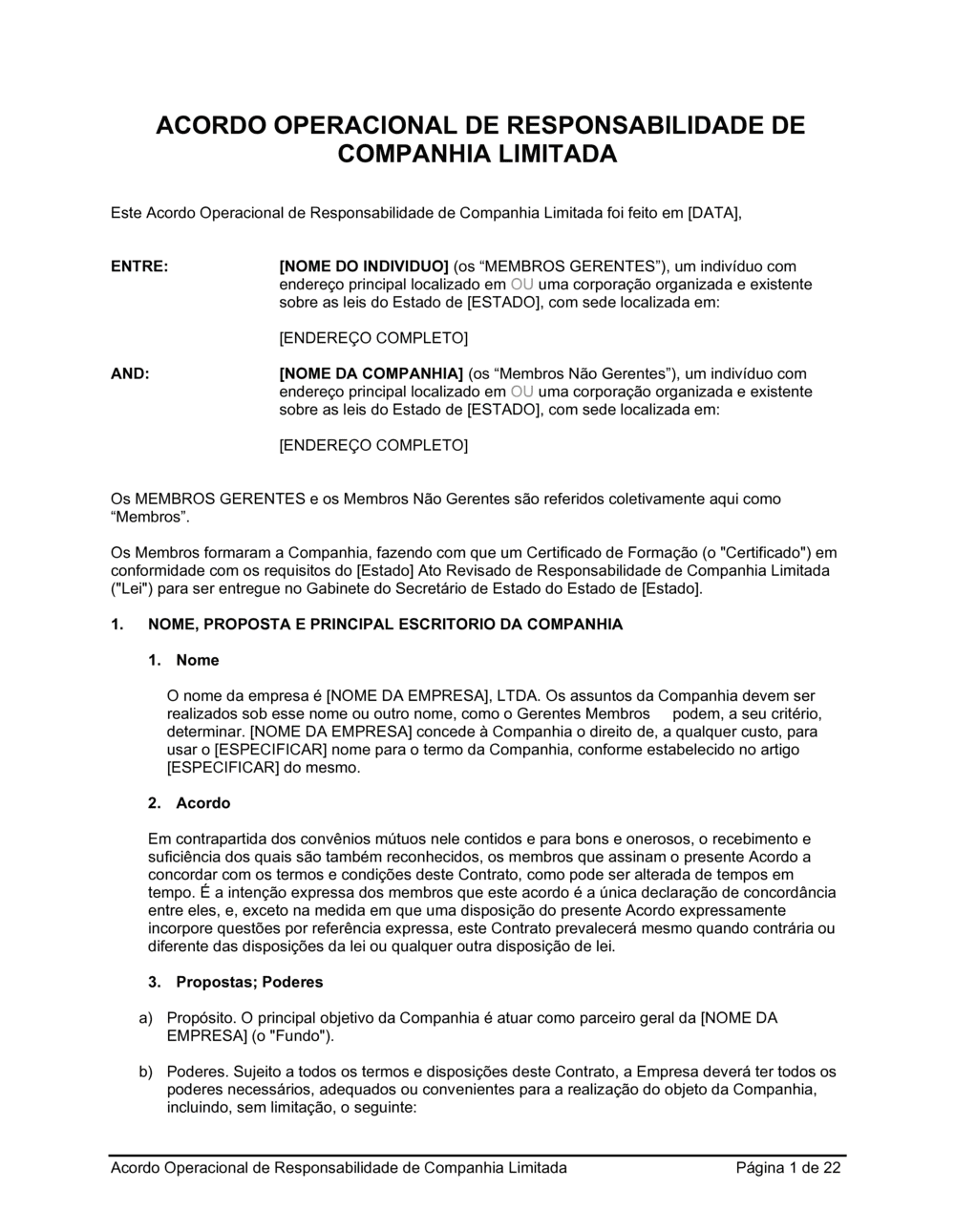 Business-in-a-Box's Acordo de Operação LLC
