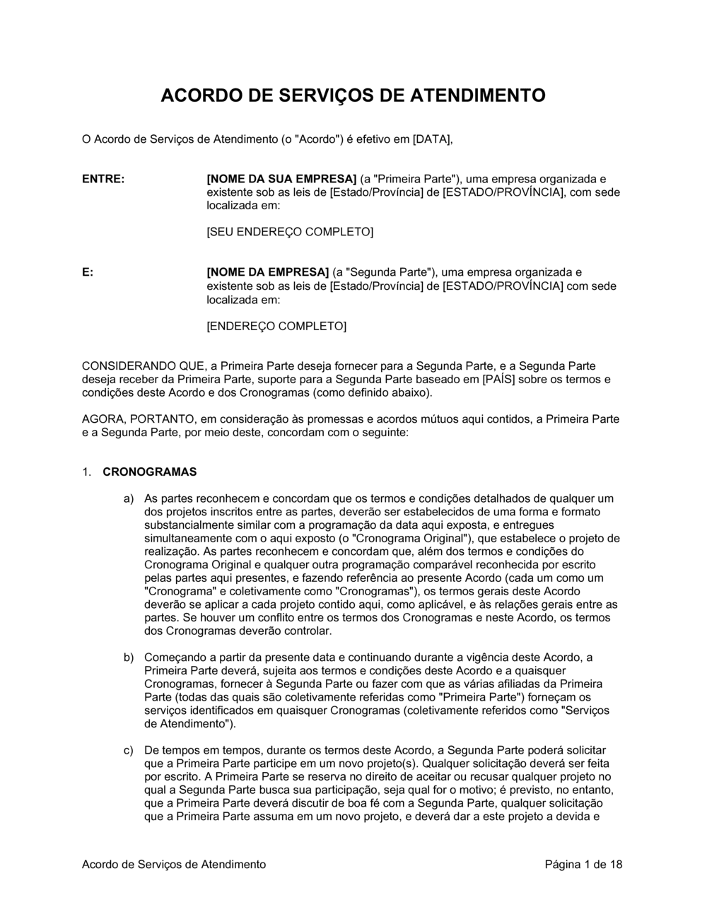 Business-in-a-Box's Acordo de Preenchimento de Serviço