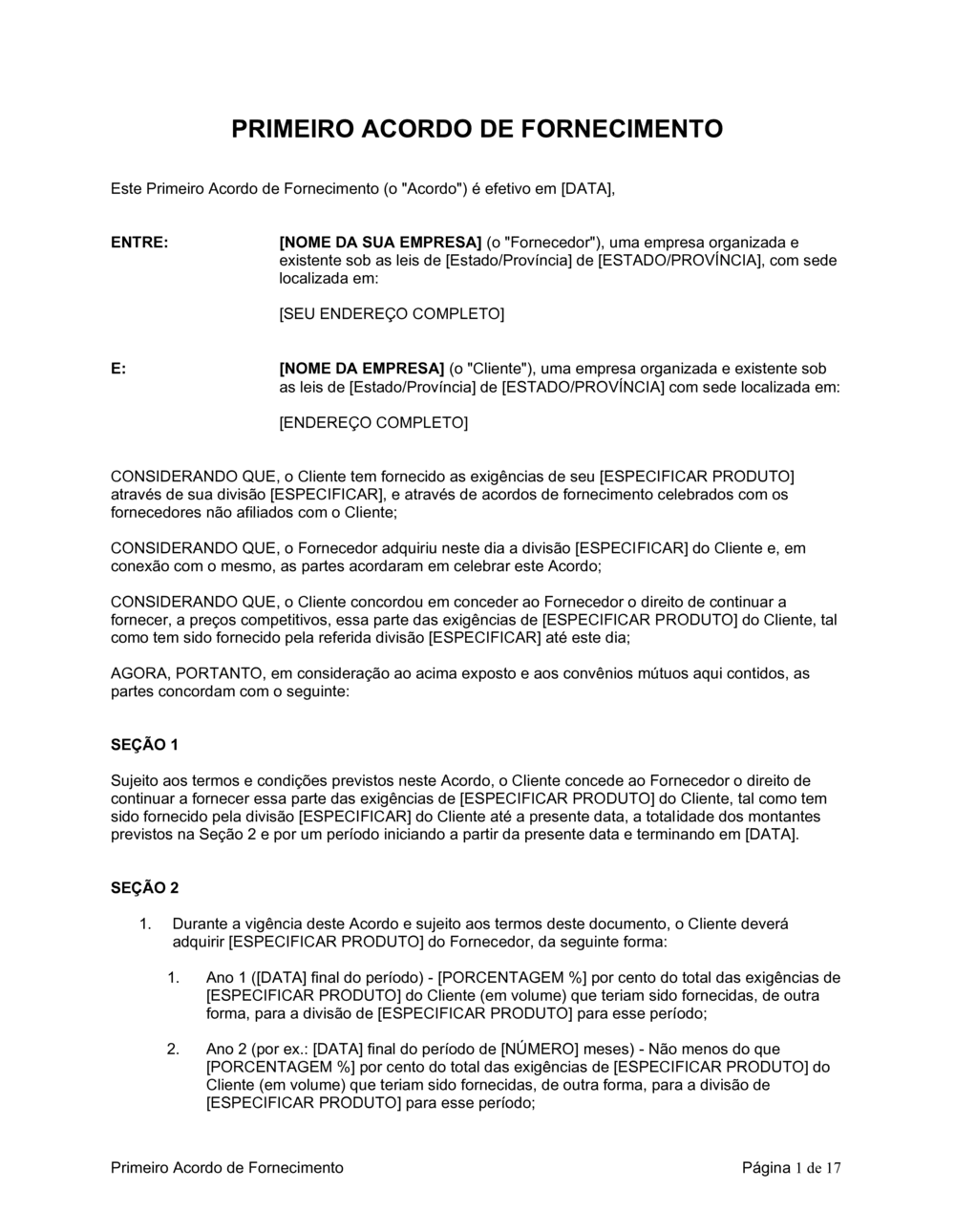 Business-in-a-Box's Acordo de Primeiro Fornecimento