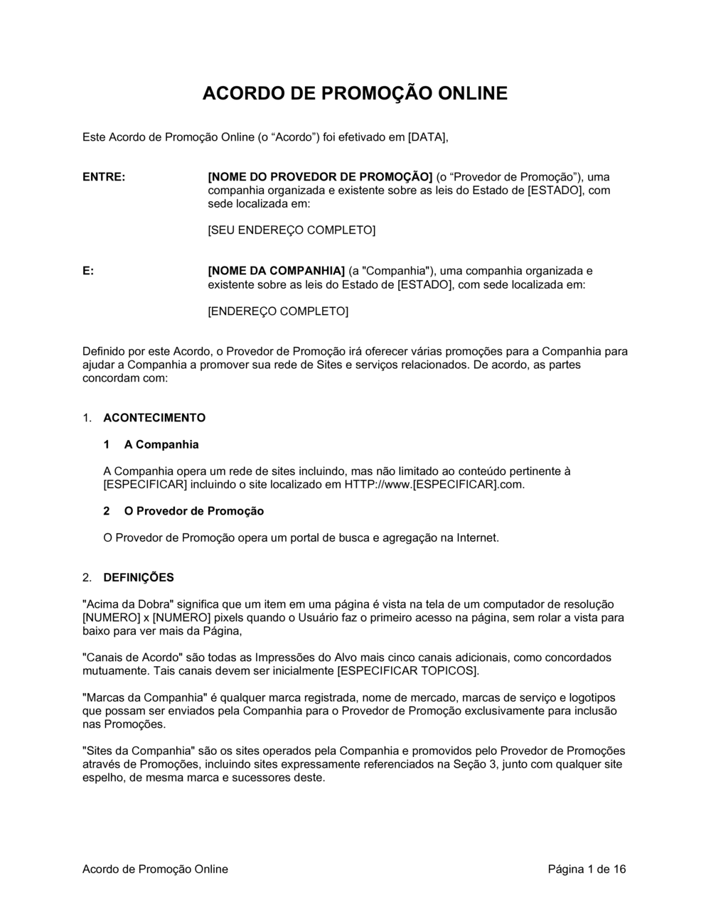 Business-in-a-Box's Acordo de Promoção Online