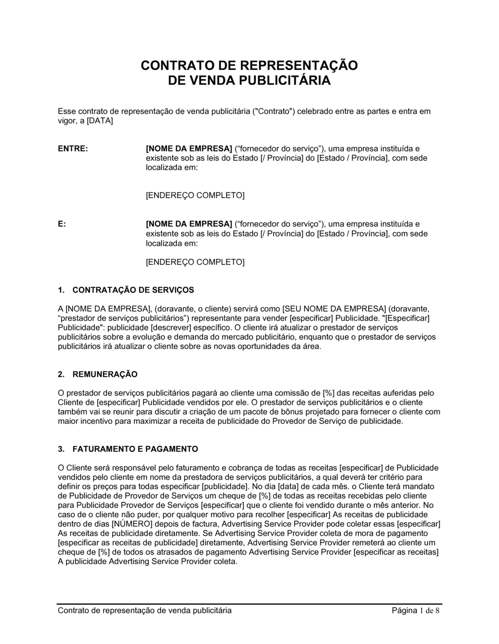 Business-in-a-Box's Acordo de Propaganda de Representação de Vendas