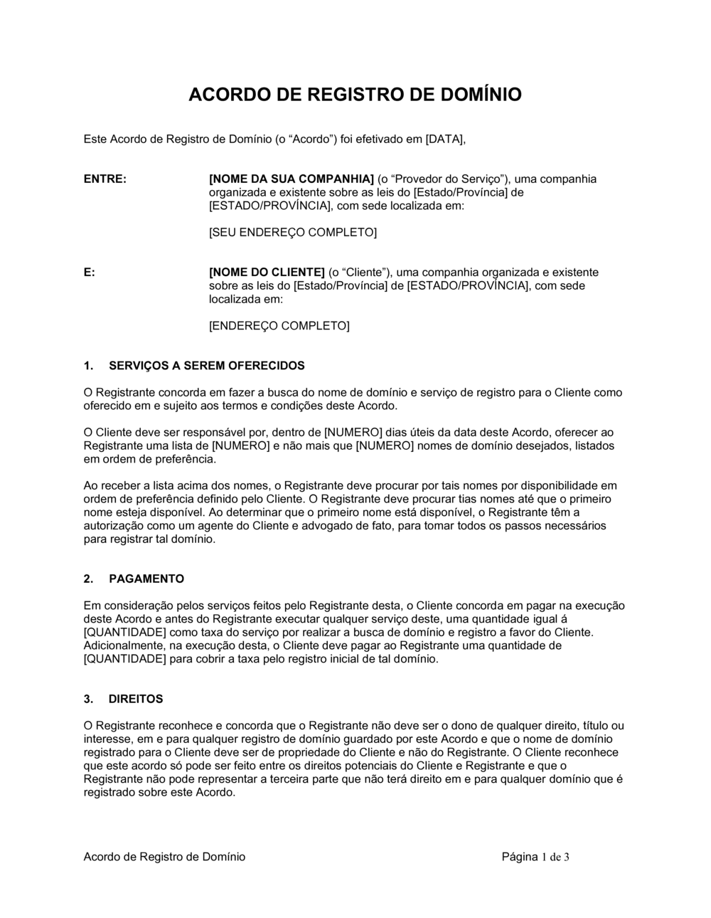 Business-in-a-Box's Acordo de Registro de Nome de Domínio