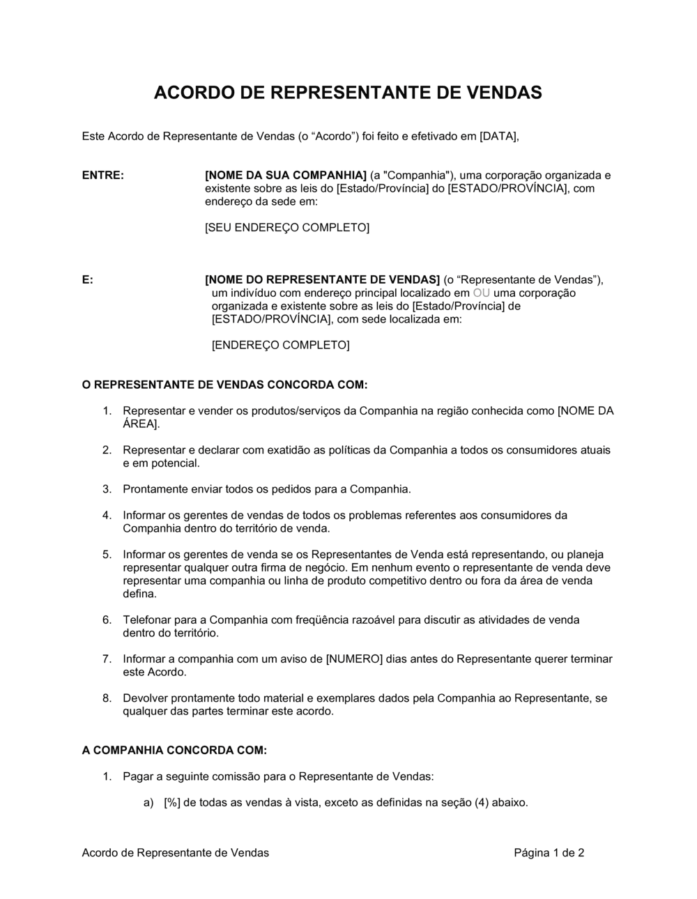 Business-in-a-Box's Acordo de Representante de Vendas