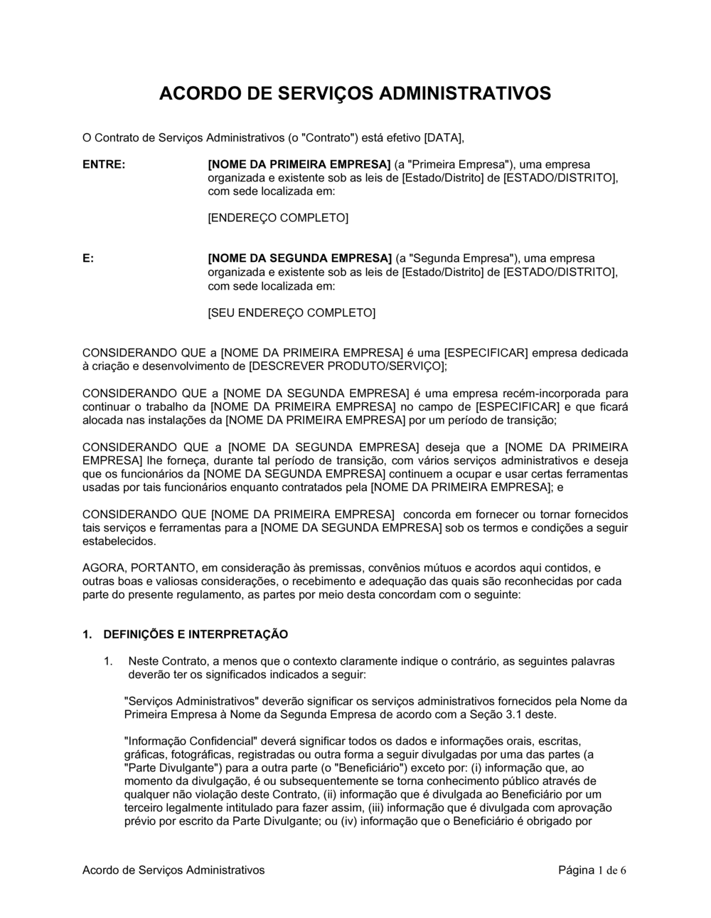 Business-in-a-Box's Acordo de Serviços Administrativos 2