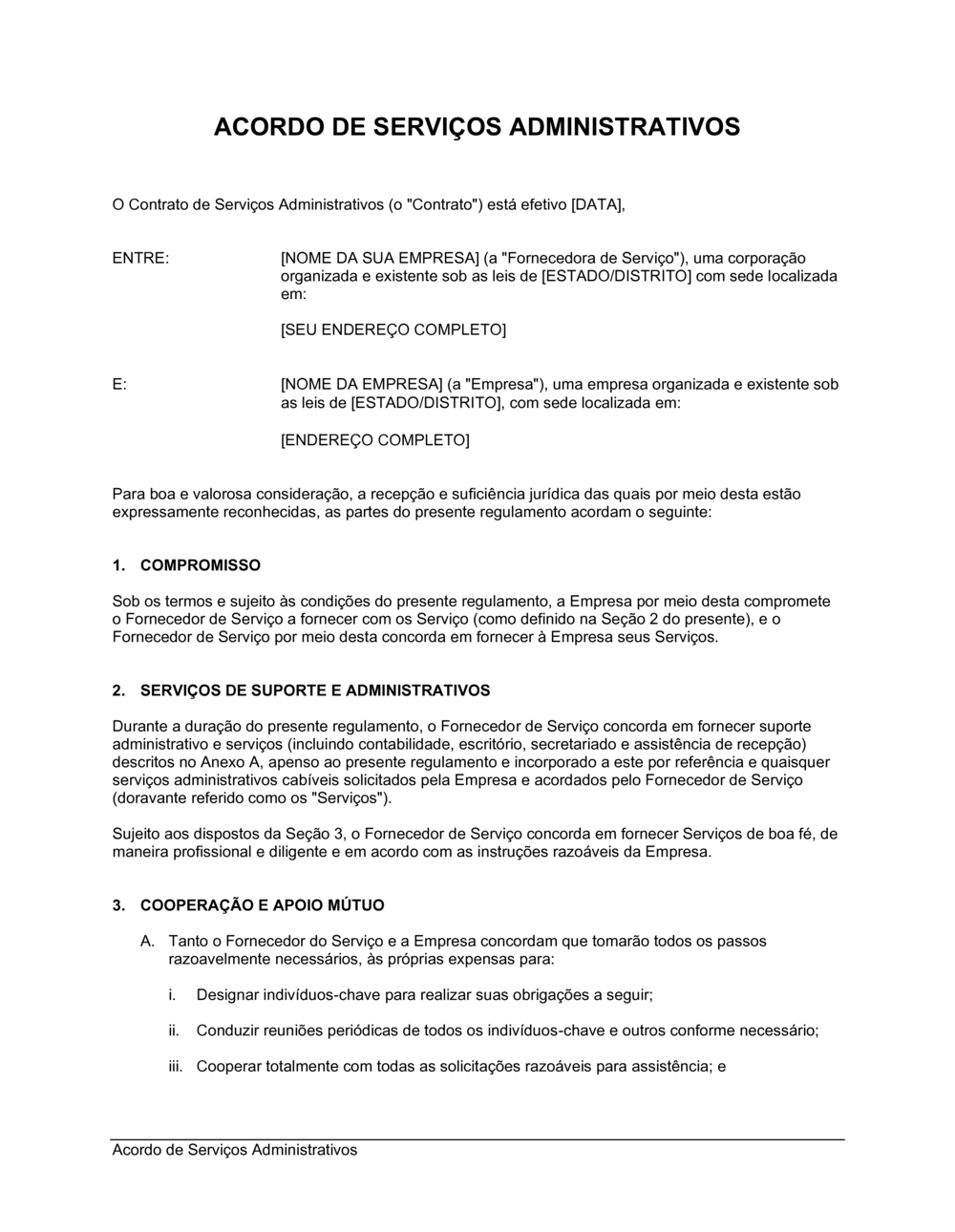 Business-in-a-Box's Acordo de Serviços Administrativos 3