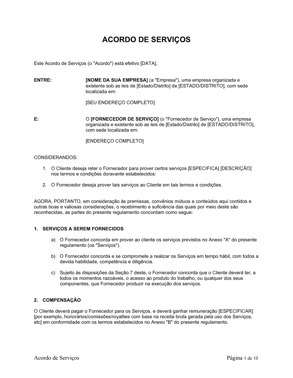Business-in-a-Box's Acordo de Serviços Com Royalties ou Comissão