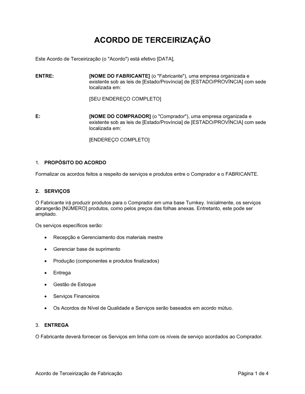 Business-in-a-Box's Acordo de Terceirização Manufatura