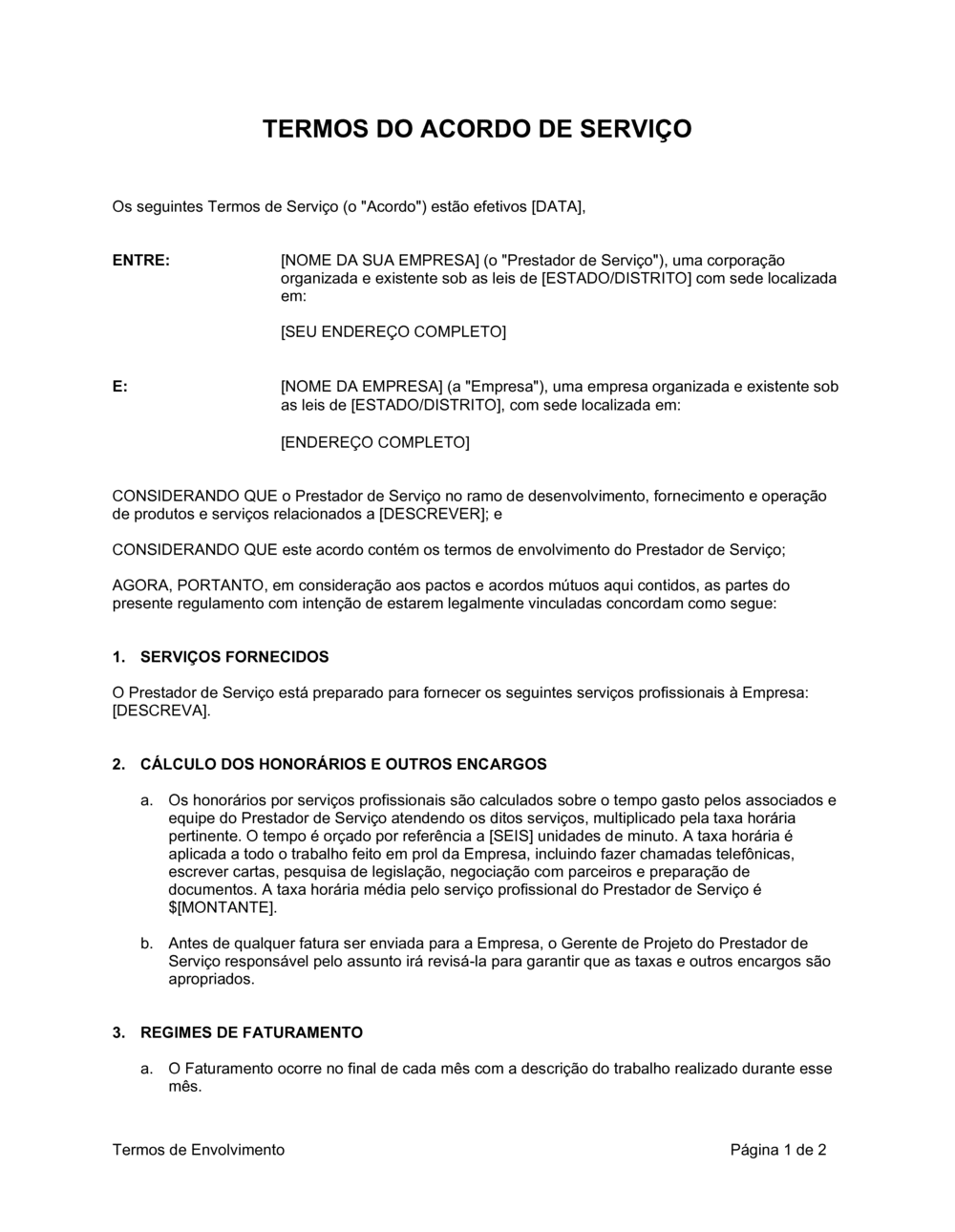 Business-in-a-Box's Acordo de Termos de Serviço