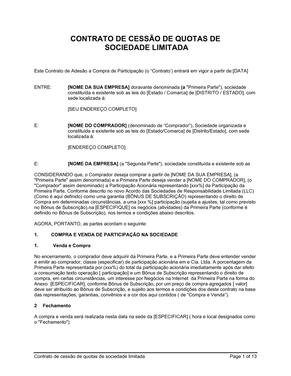 Business-in-a-Box's Acordo de Uniao LLC com Interesse de Compra