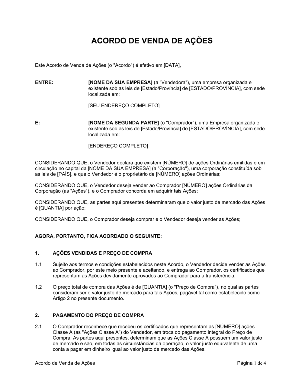 Business-in-a-Box's Acordo de Venda de Ações