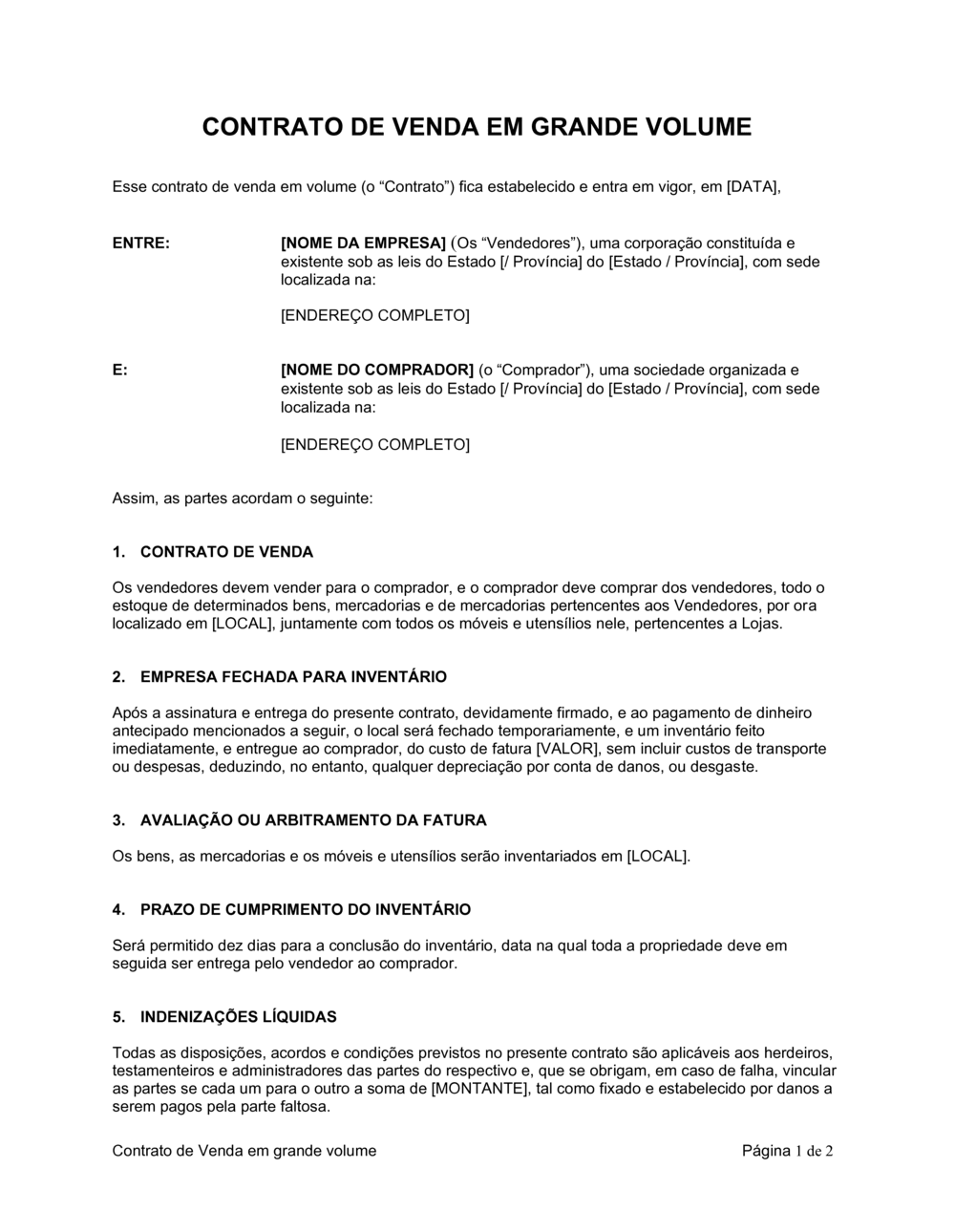 Business-in-a-Box's Acordo de Venda Volumosa