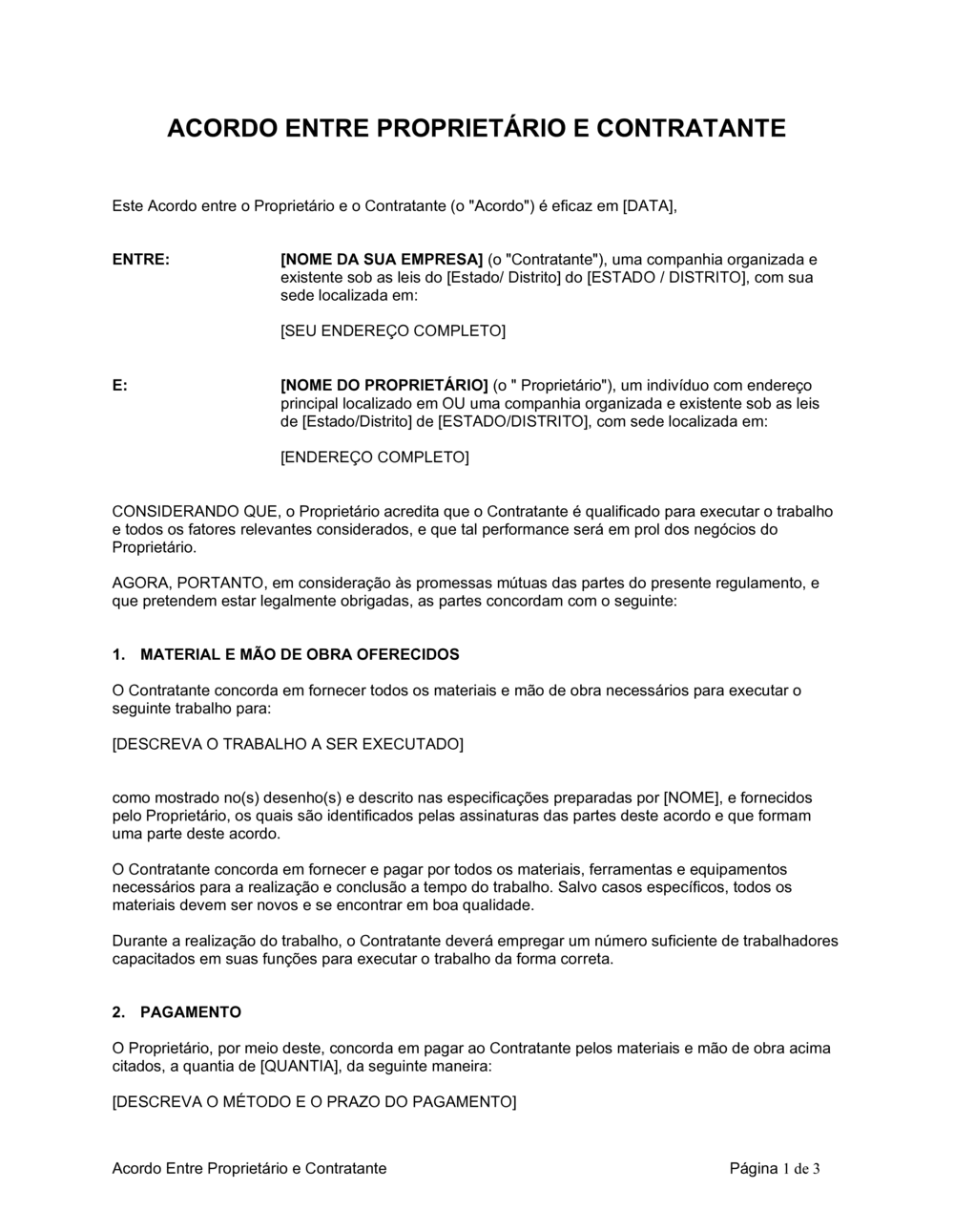 Business-in-a-Box's Acordo Entre Dono e Contratado