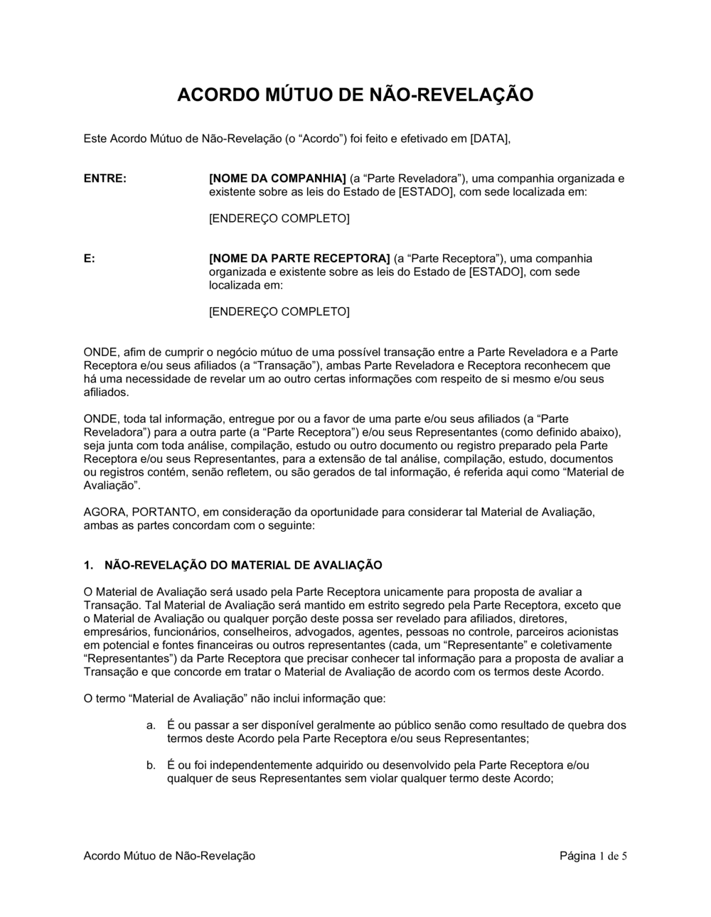 Business-in-a-Box's Acordo Mútuo de Não-Revelação
