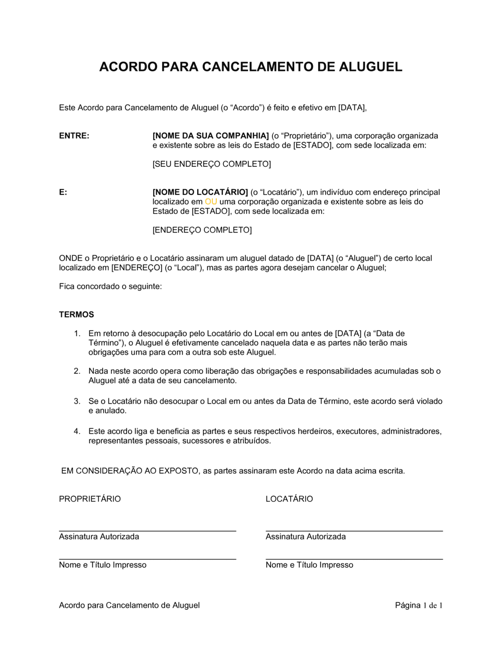 Business-in-a-Box's Acordo para Cancelar Concessão