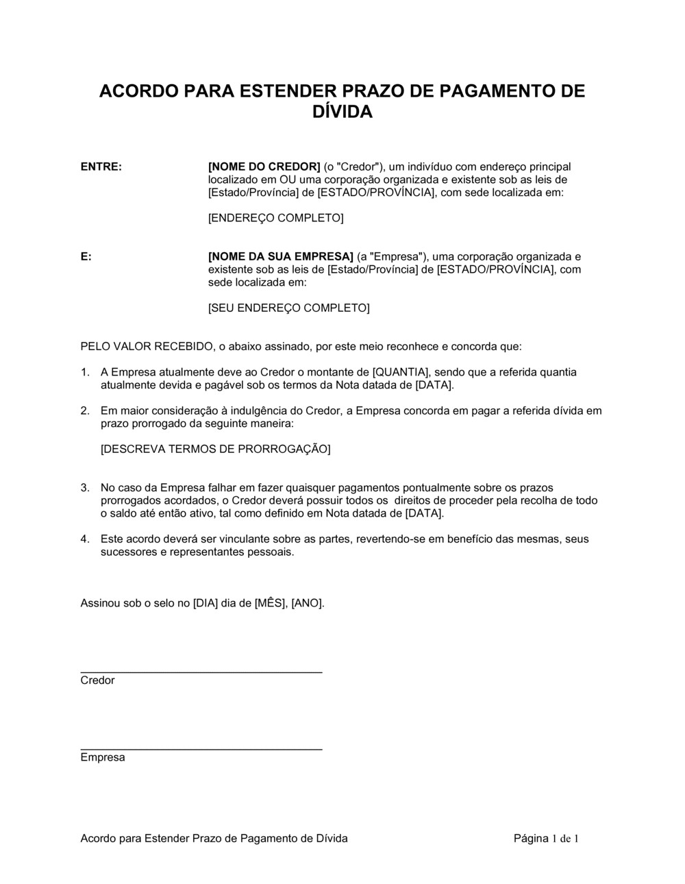 Business-in-a-Box's Acordo para Extender Termos de Pagamento do Débito