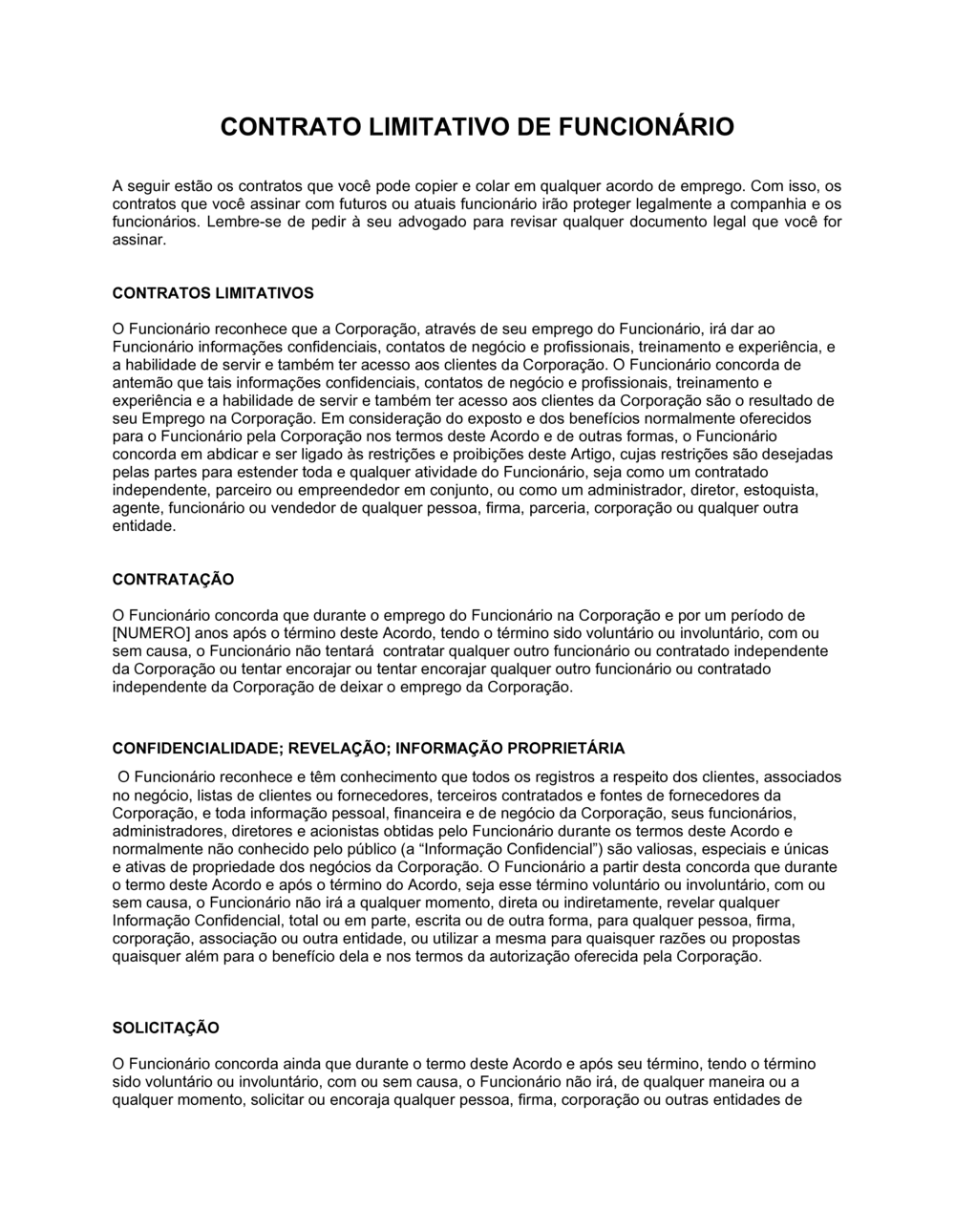 Business-in-a-Box's Acordos de Contratos Restritivos para Emprego