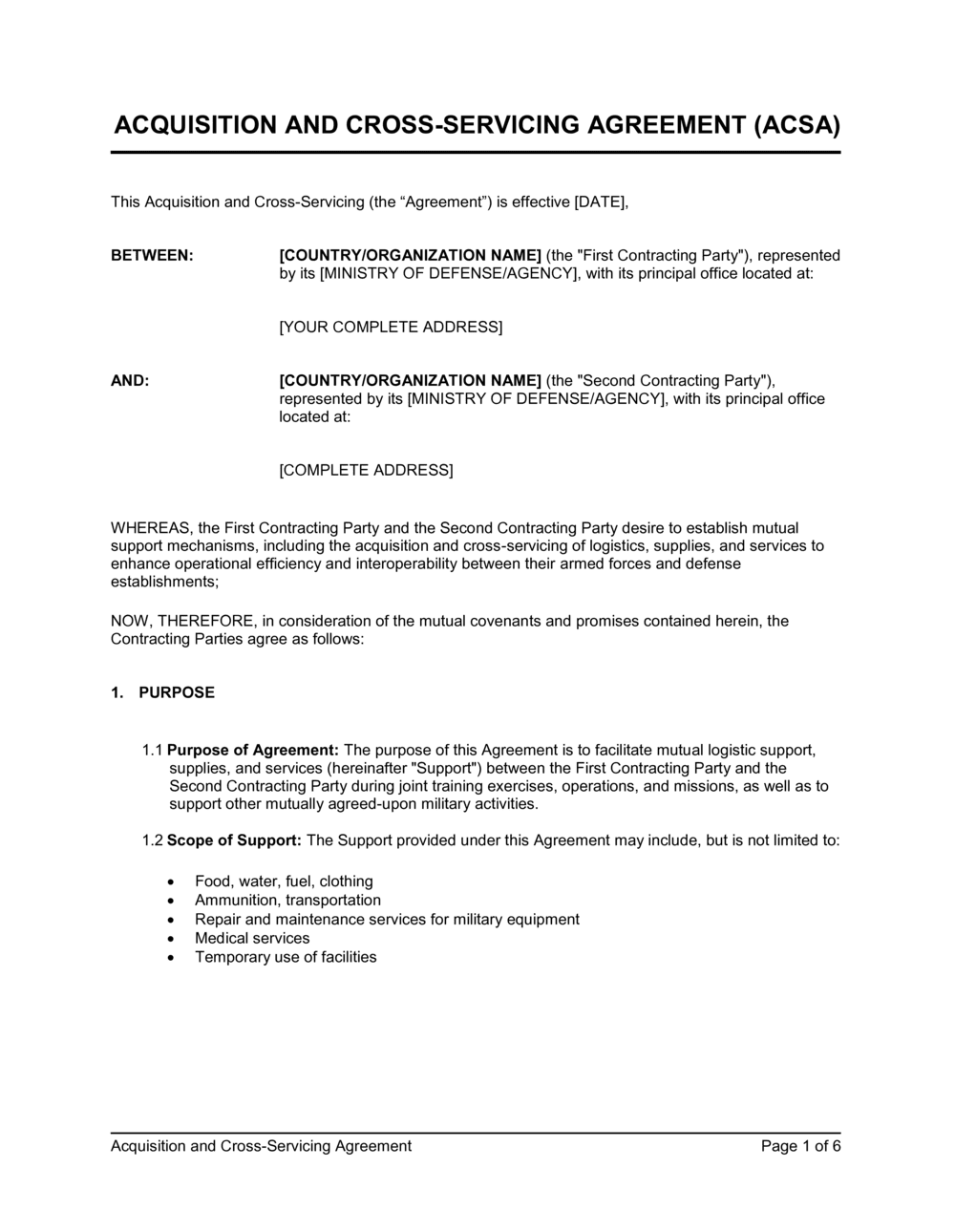 Picture of Acquisition and Cross-Servicing Agreement