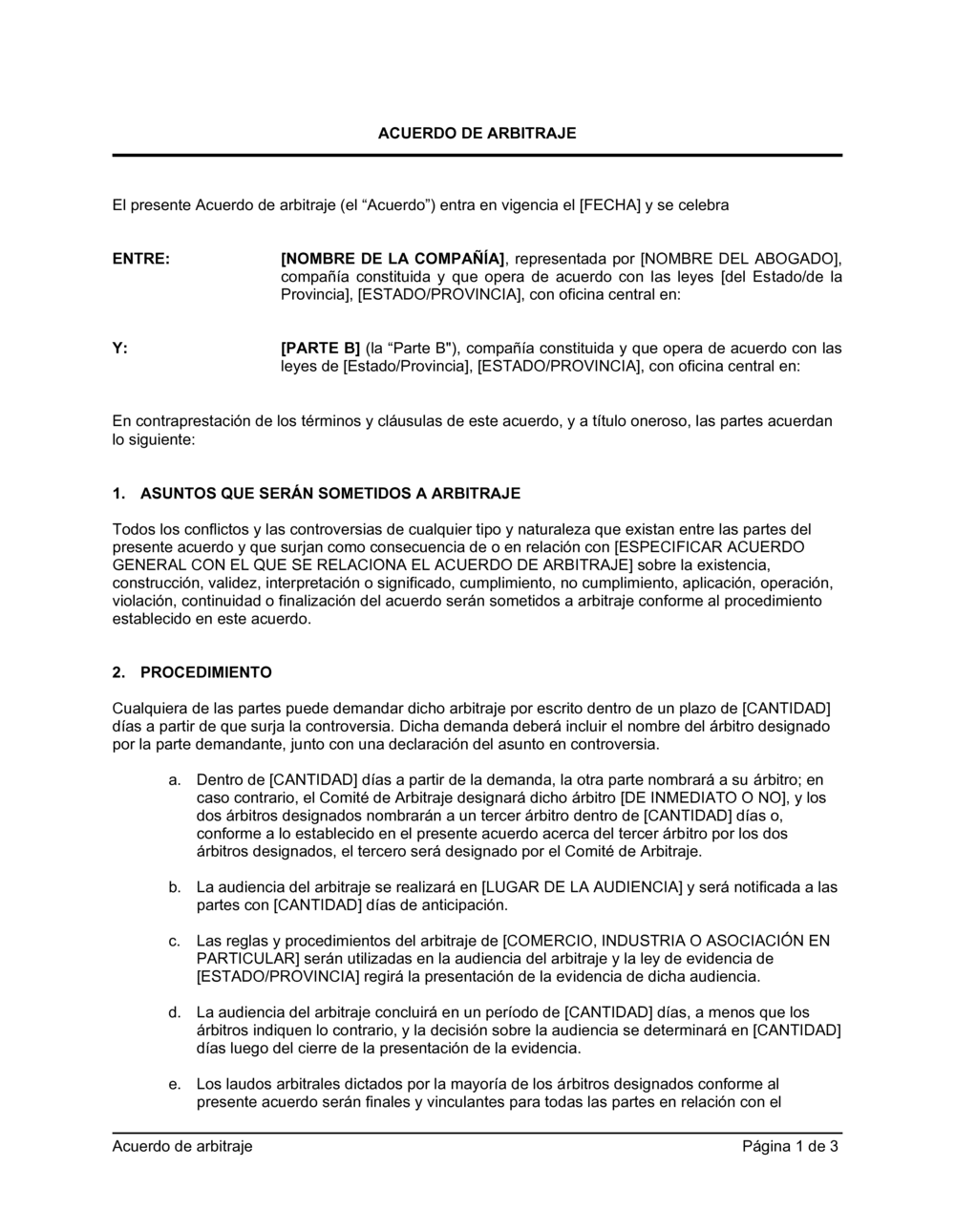 Business-in-a-Box's Acuerdo de arbitraje