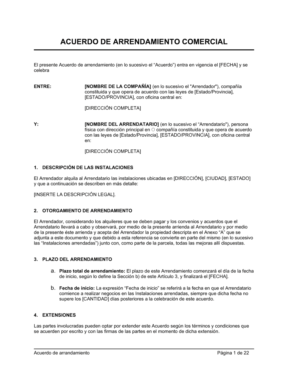 Business-in-a-Box's Acuerdo de arrendamiento comercial