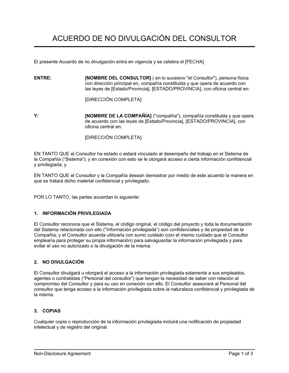 Business-in-a-Box's Acuerdo de confidencialidad con el consultor