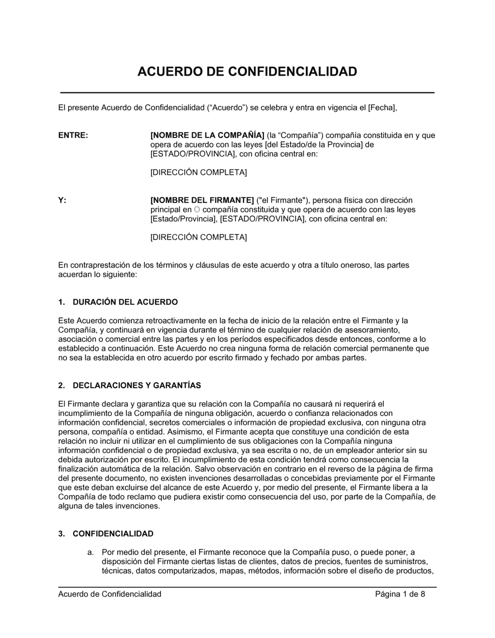 Business-in-a-Box's Acuerdo de confidencialidad para consultoría, contratistas
