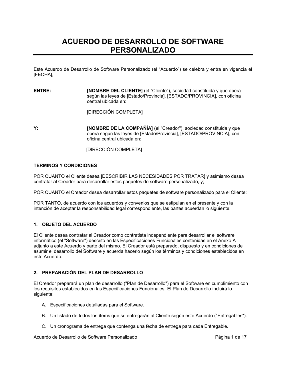 Business-in-a-Box's Acuerdo de desarrollo de software personalizado