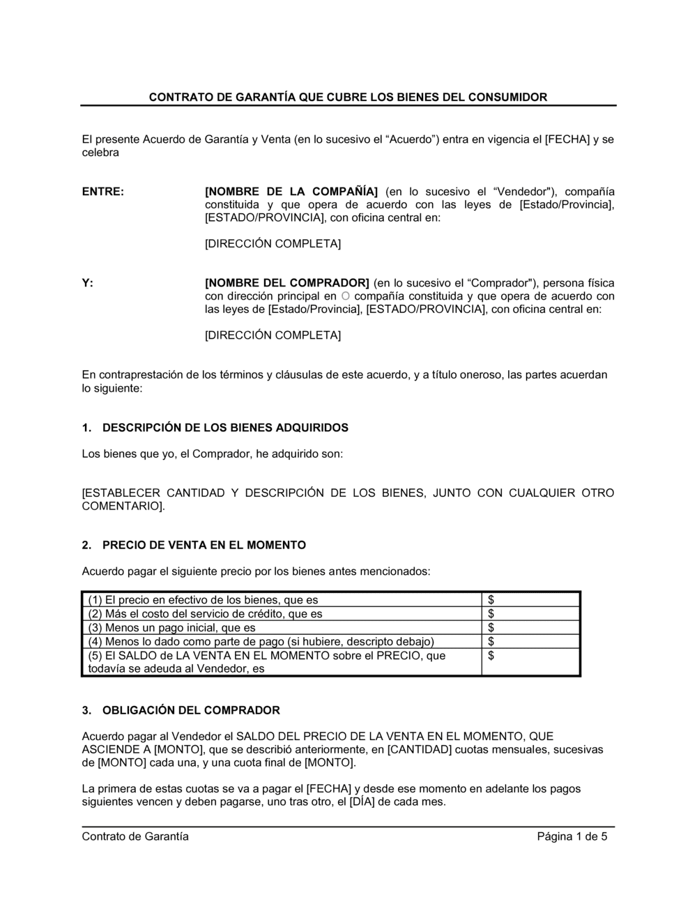 Business-in-a-Box's Acuerdo de garantía que abarca los bienes del consumidor