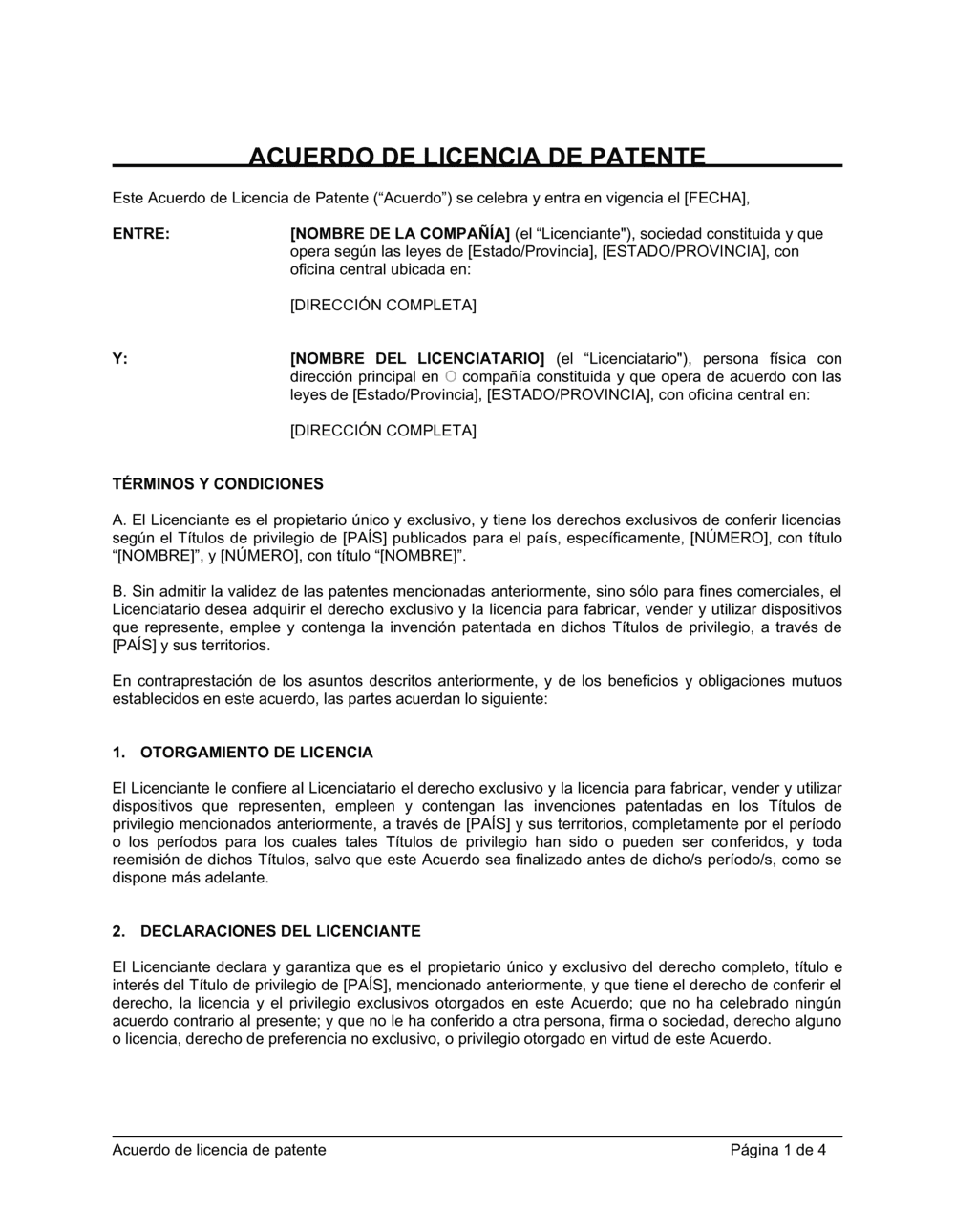 Business-in-a-Box's Acuerdo de licencia de patente