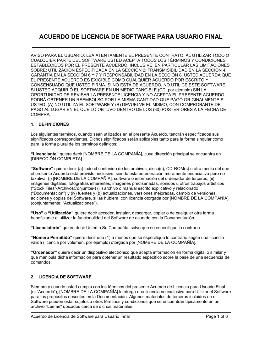 Business-in-a-Box's Acuerdo de licencia de software para usuario final B2C