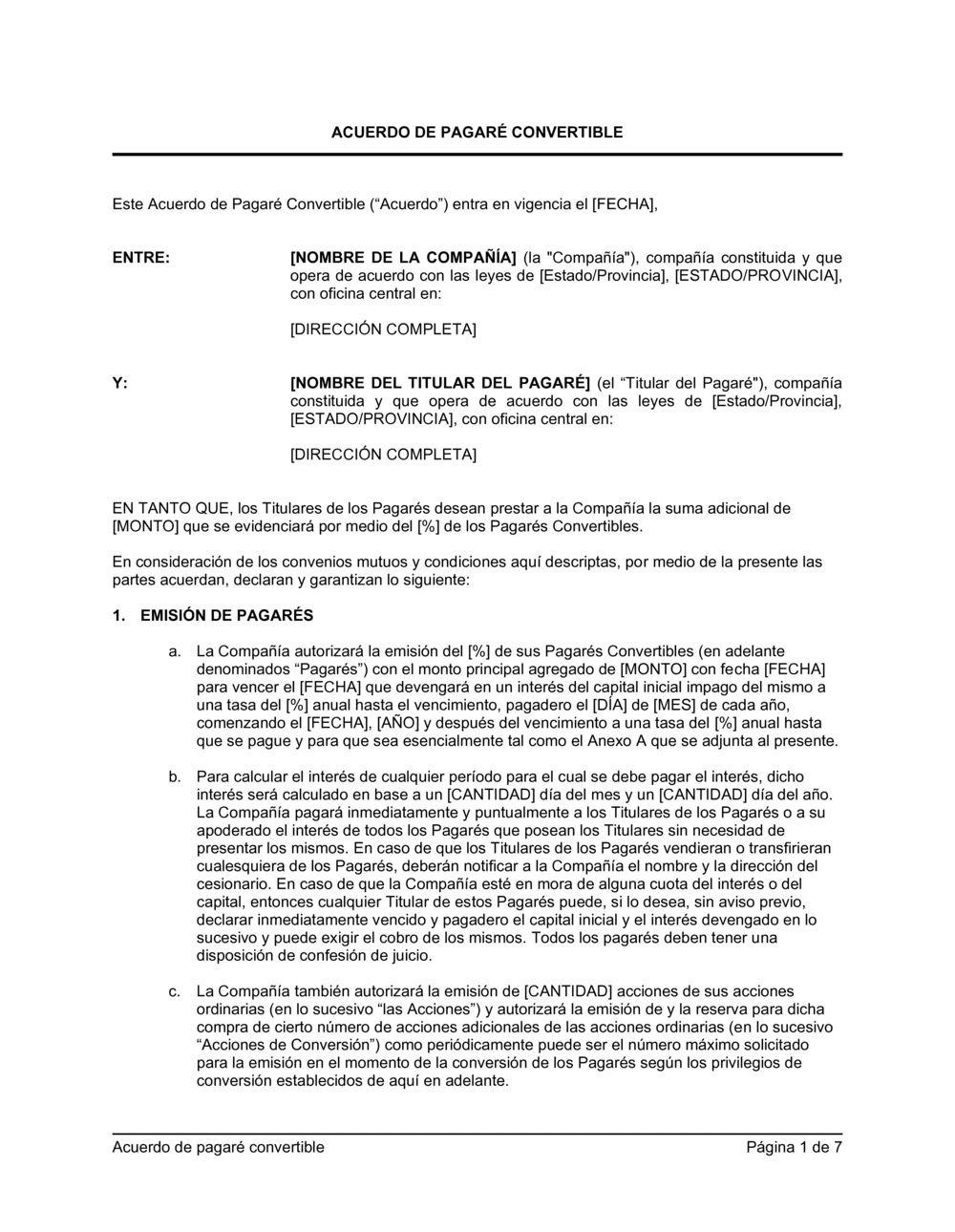 Business-in-a-Box's Acuerdo de pagará modificable