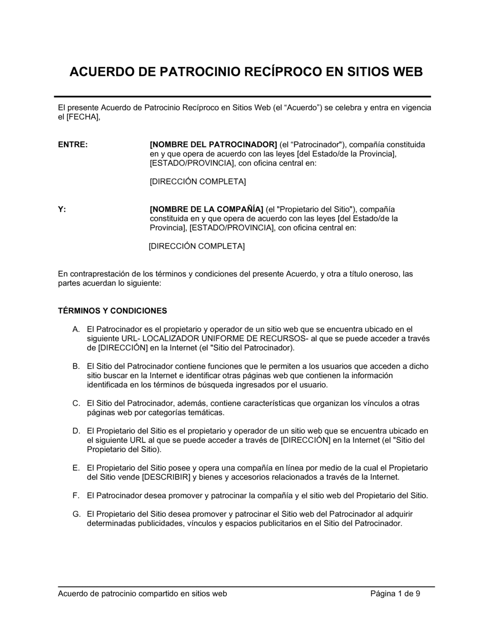 Business-in-a-Box's Acuerdo de patrocinio compartido en sitios web