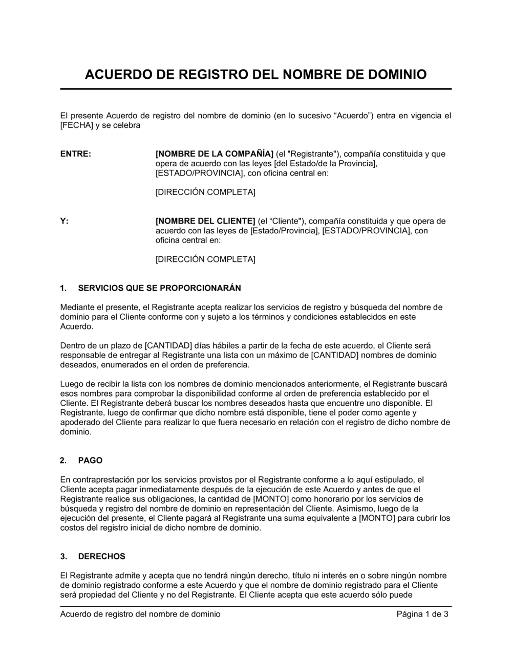 Business-in-a-Box's Acuerdo de registro del nombre de dominio