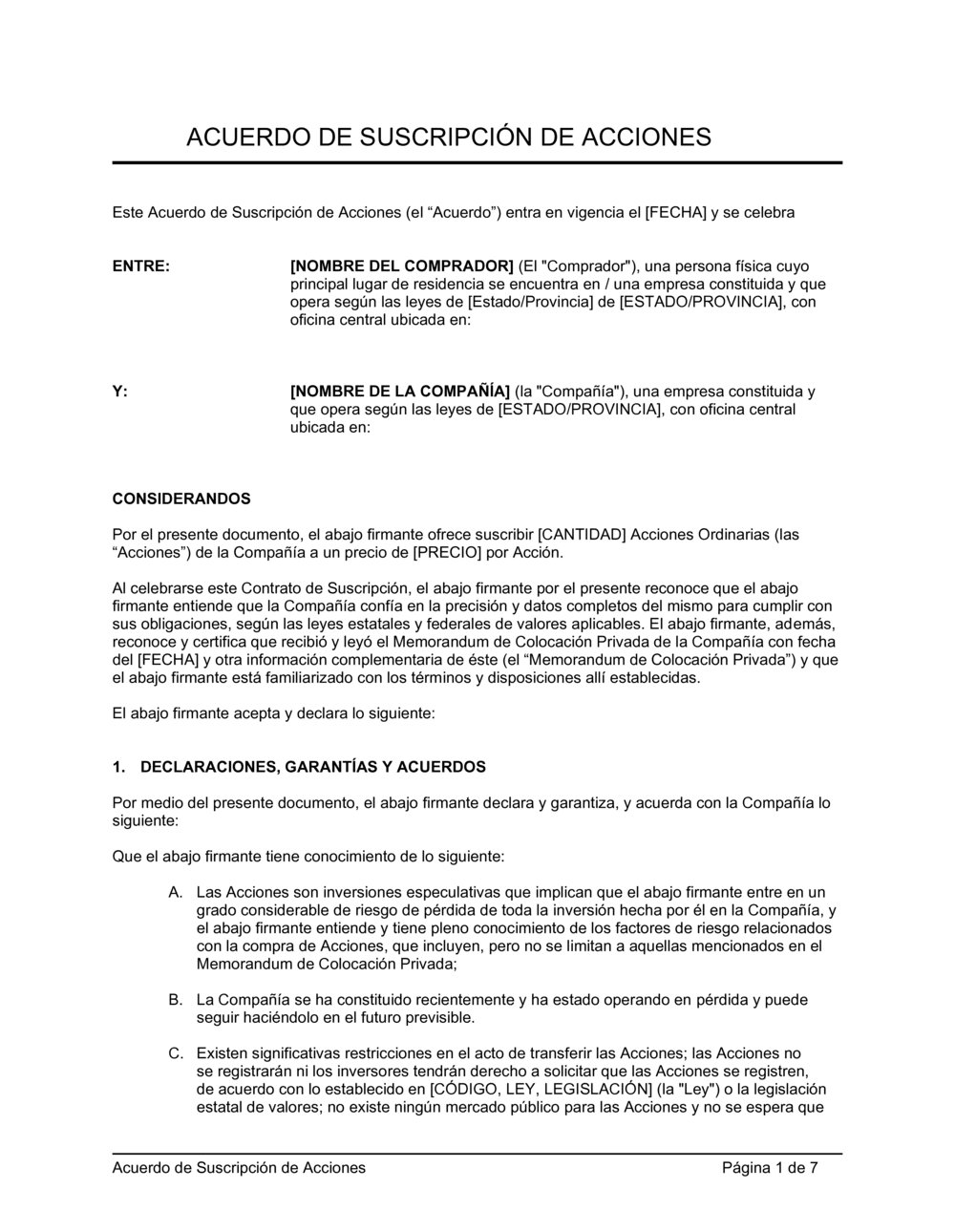 Business-in-a-Box's Acuerdo de suscripción de acciones