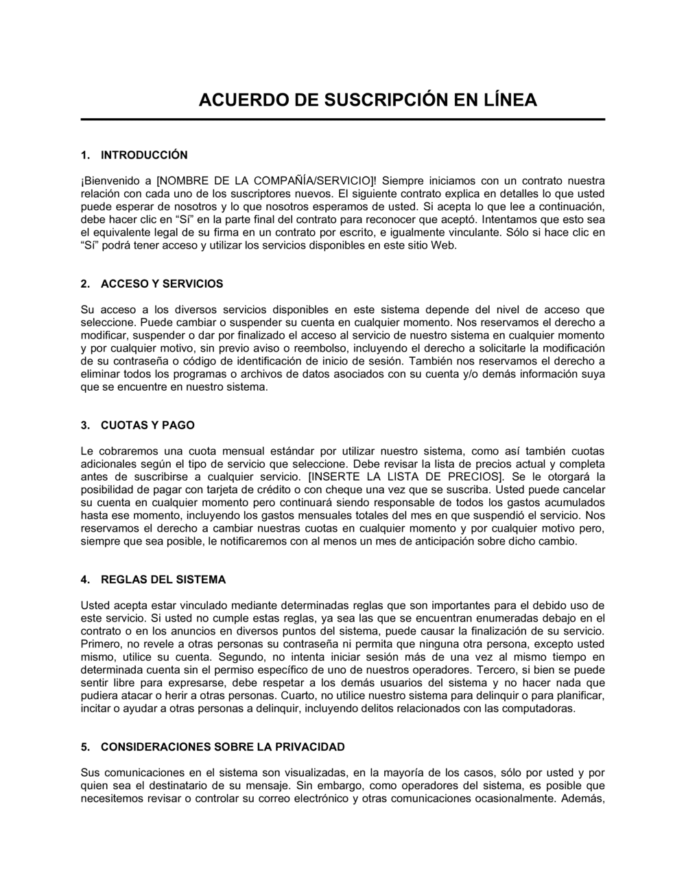 Business-in-a-Box's Acuerdo de suscripción en línea